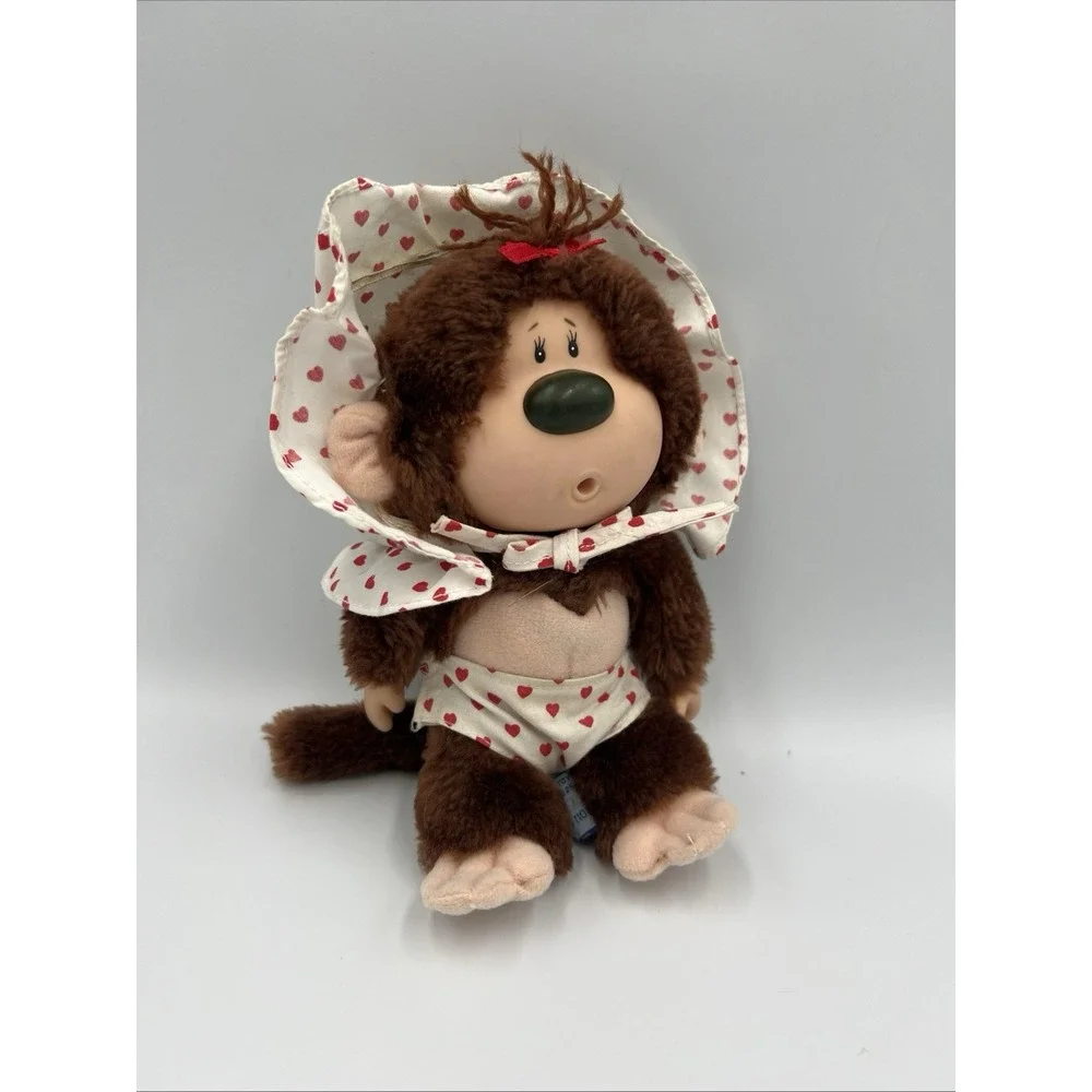 MATTEL Monkey Stuffed Heart Bonnet & Shorts EMOTIONS Plush Vintage 1984